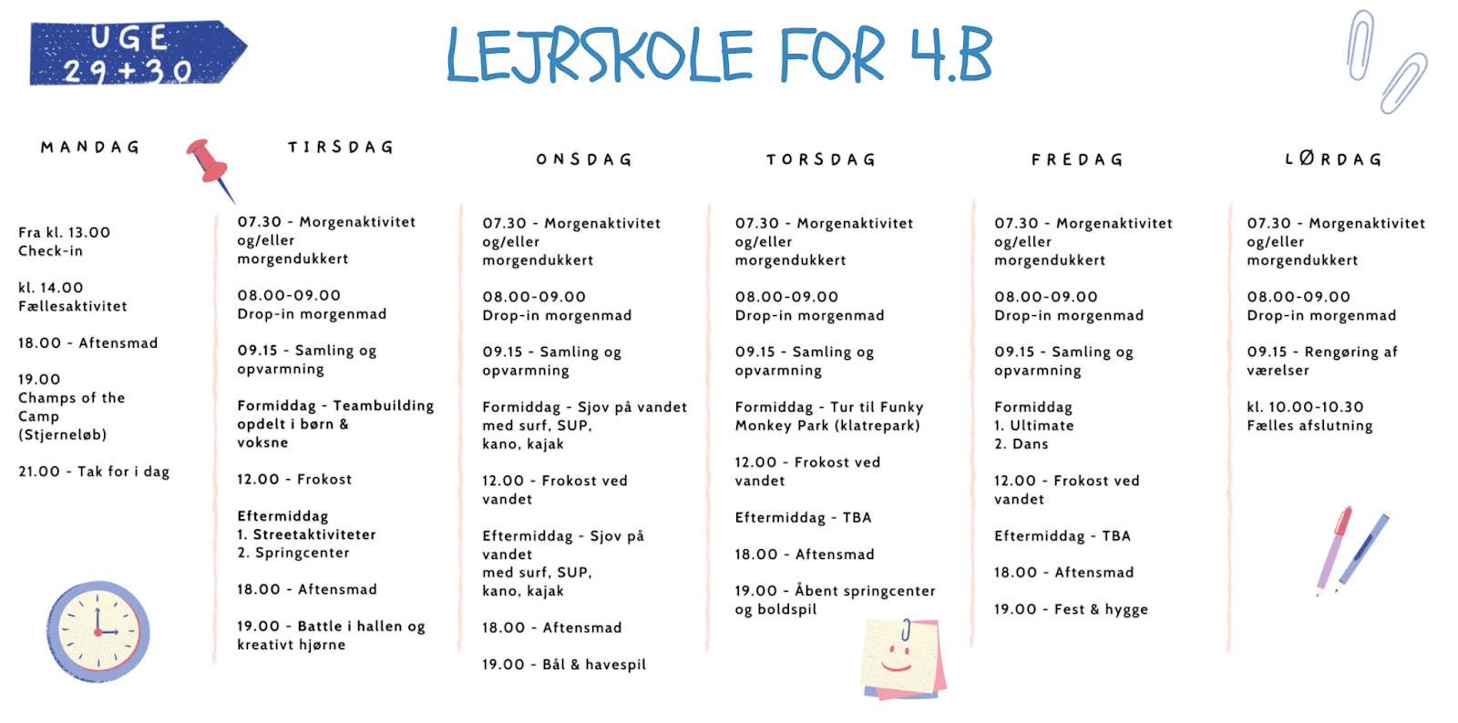 lejrskole program for 4.b